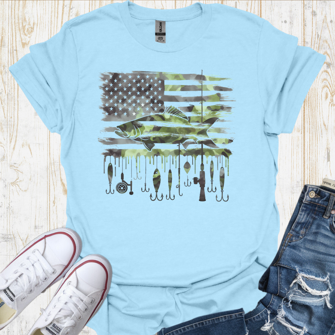 Camo Fish Flag TShirt