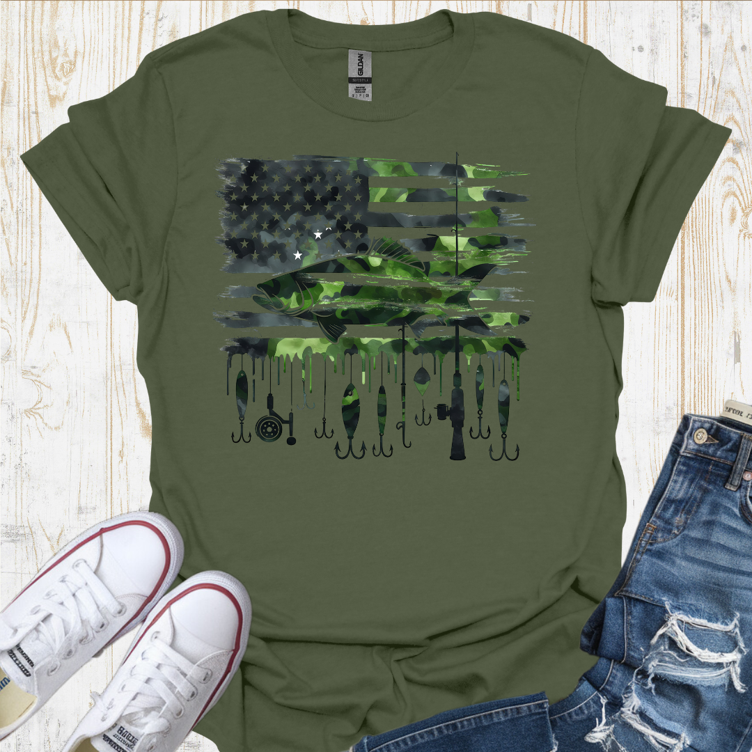 Camo Fish Flag TShirt