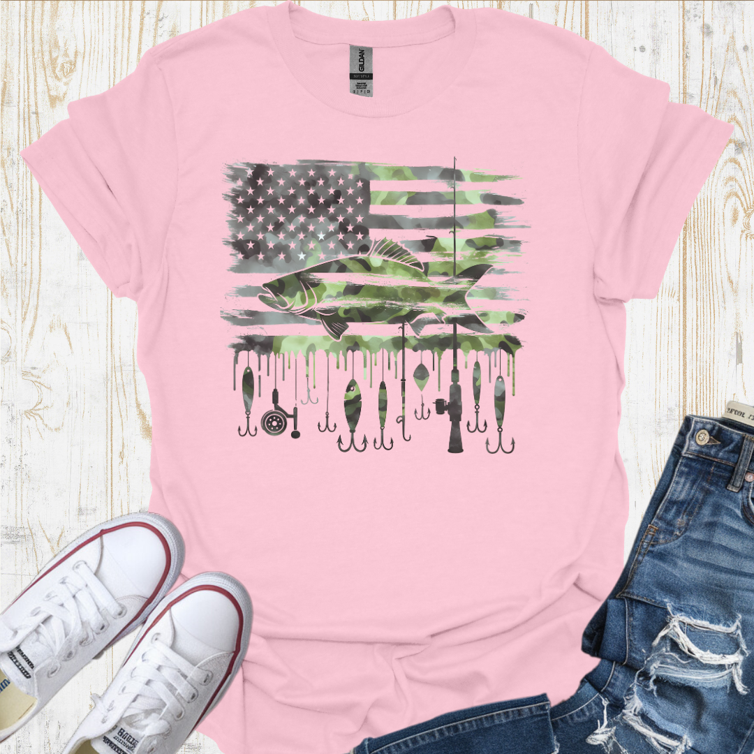 Camo Fish Flag TShirt