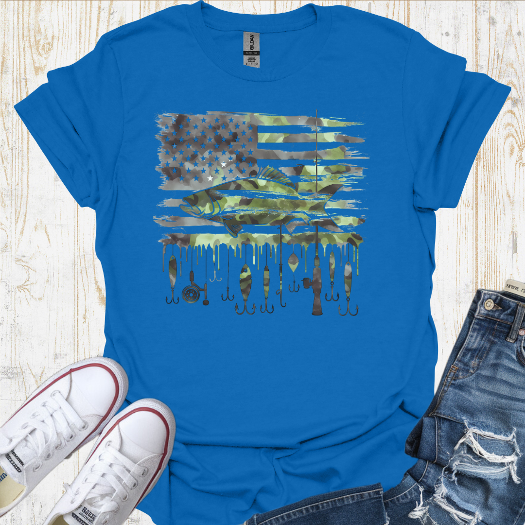 Camo Fish Flag TShirt
