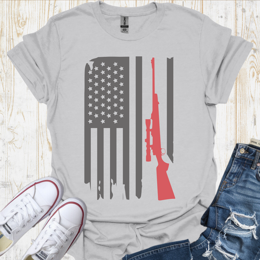 USA Flag Gun TShirt
