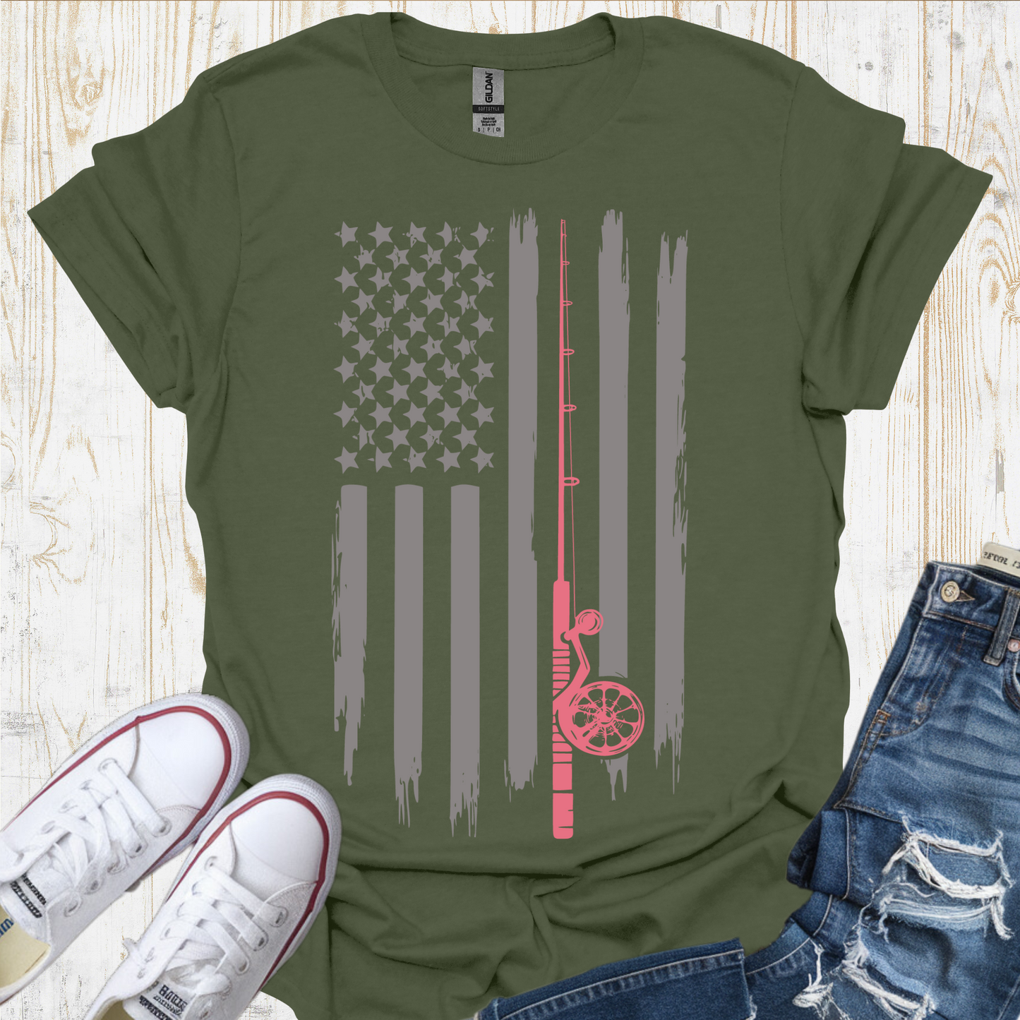 USA Flag Rod TShirt