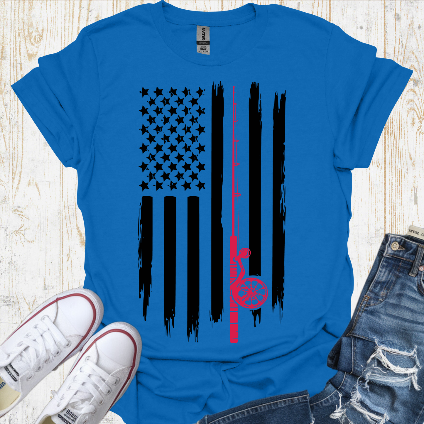 USA Flag Rod TShirt